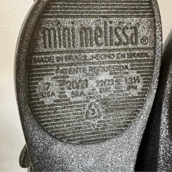 Mini Melissa Toddler Silver Glitter Cat Shoes Size 7 - Picture 10 of 11